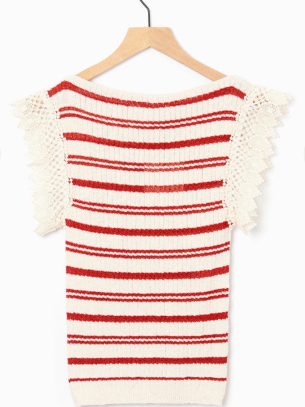 Philosophy Lorenzo Serafini Striped Knit Lace Flutter Sleeve Top, Made in Italy